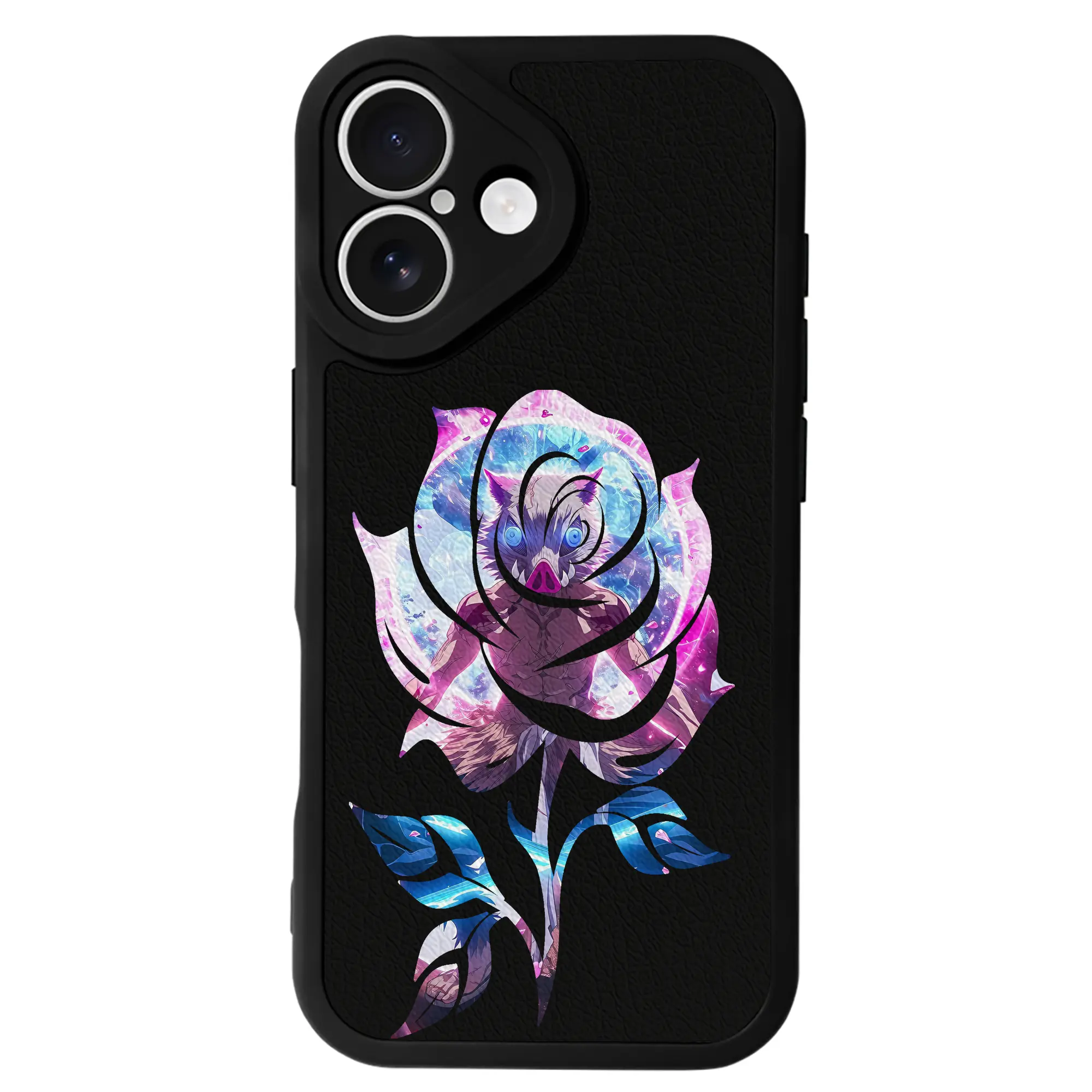 鬼滅の刃 グッズ,嘴平 伊之助 - IPhone 16シリーズ対応 ・ シリコンスマホケース ・ レザー調 ・ 高精度フィット ・ 耐衝撃 ・ ワイヤレス充電対応 ・ 精密カット